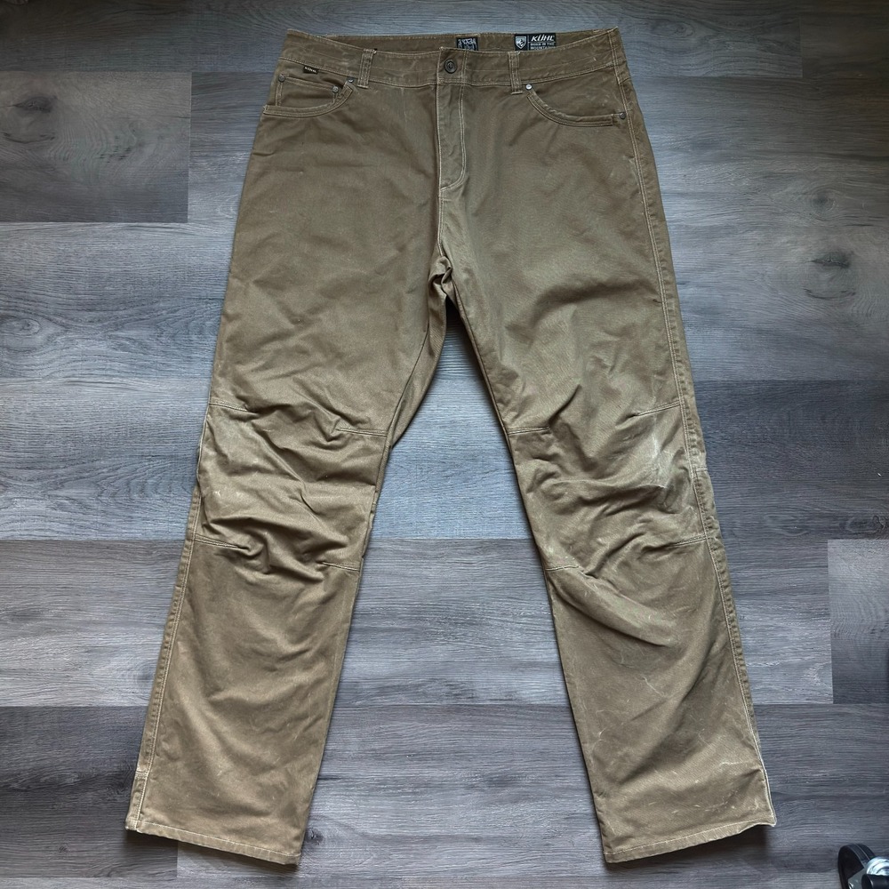 Vintage KUHL RYDR Hiking Pants Mens 38x34 Brown Twill Canvas Patina Outdoors
